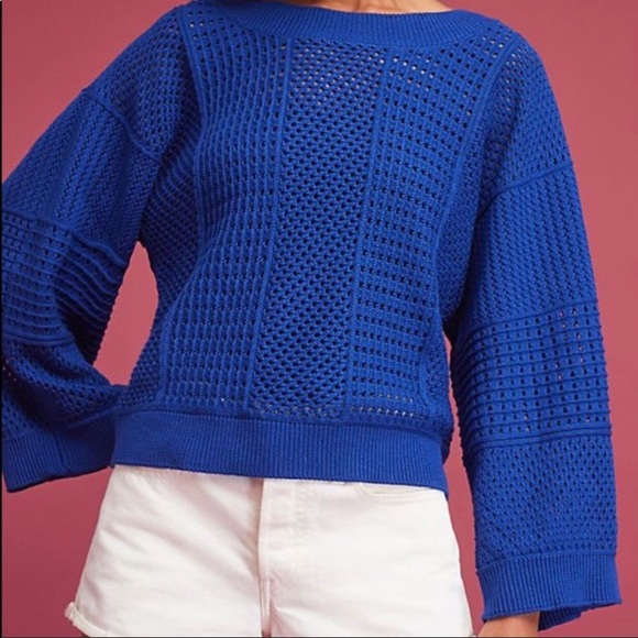 Anthropologie Sweaters - Anthropologie Moth Blue Open Knit Kimono Sweater